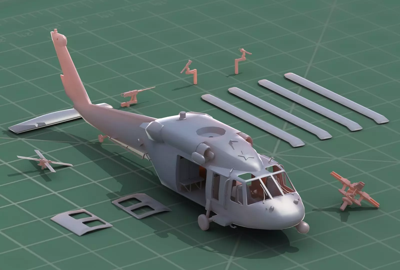 UH-60 Blackhawk Military Helicopter 3D Print Model Kit 3D print model_0