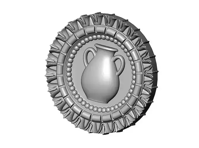Urn and flower pattern medallion rosette relief sculpture
