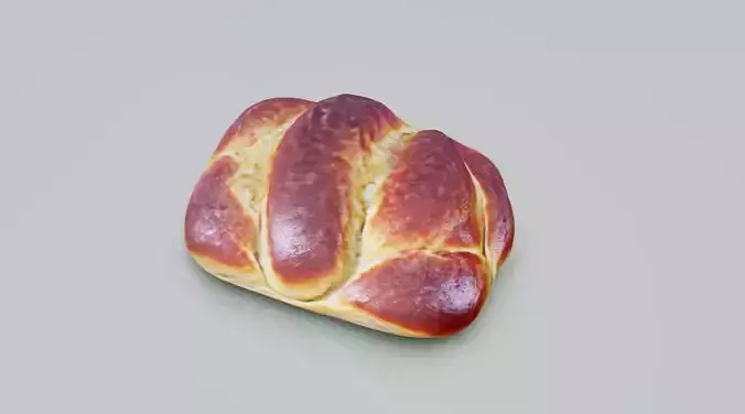 Detailed 3D Model of a Golden Brown Braided Bread Loaf Low-poly 3D model