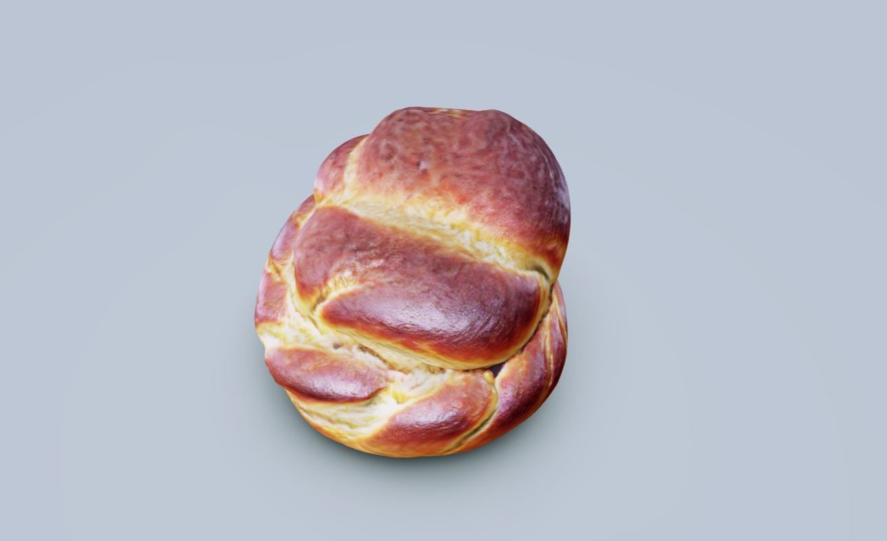 High-Resolution 3D Model of a Golden Challah Bread Bun Low-poly 3D model_4