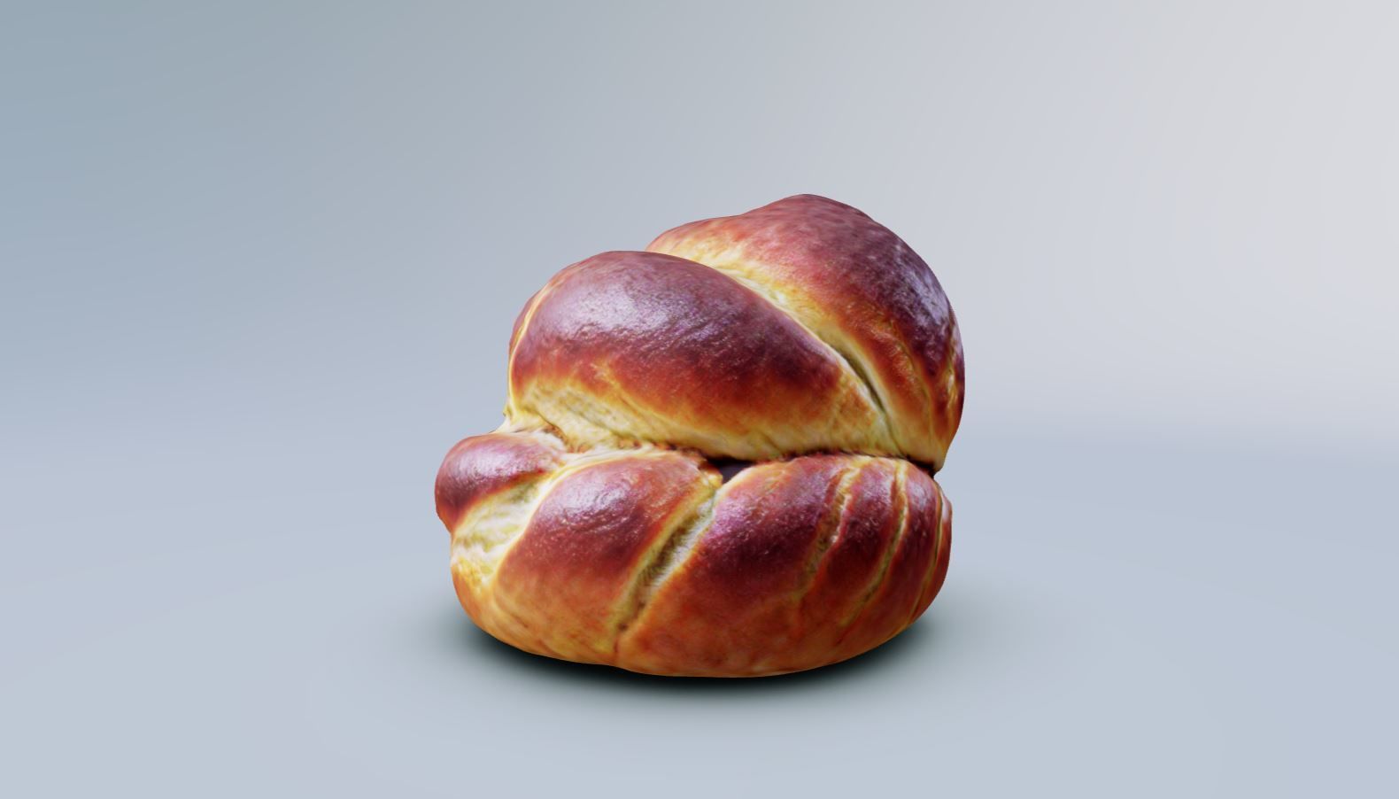 High-Resolution 3D Model of a Golden Challah Bread Bun Low-poly 3D model_2