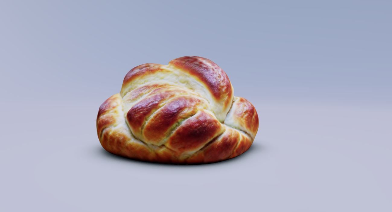 Realistic 3D Model of Freshly Baked Challah Bread Roll Low-poly 3D model_2