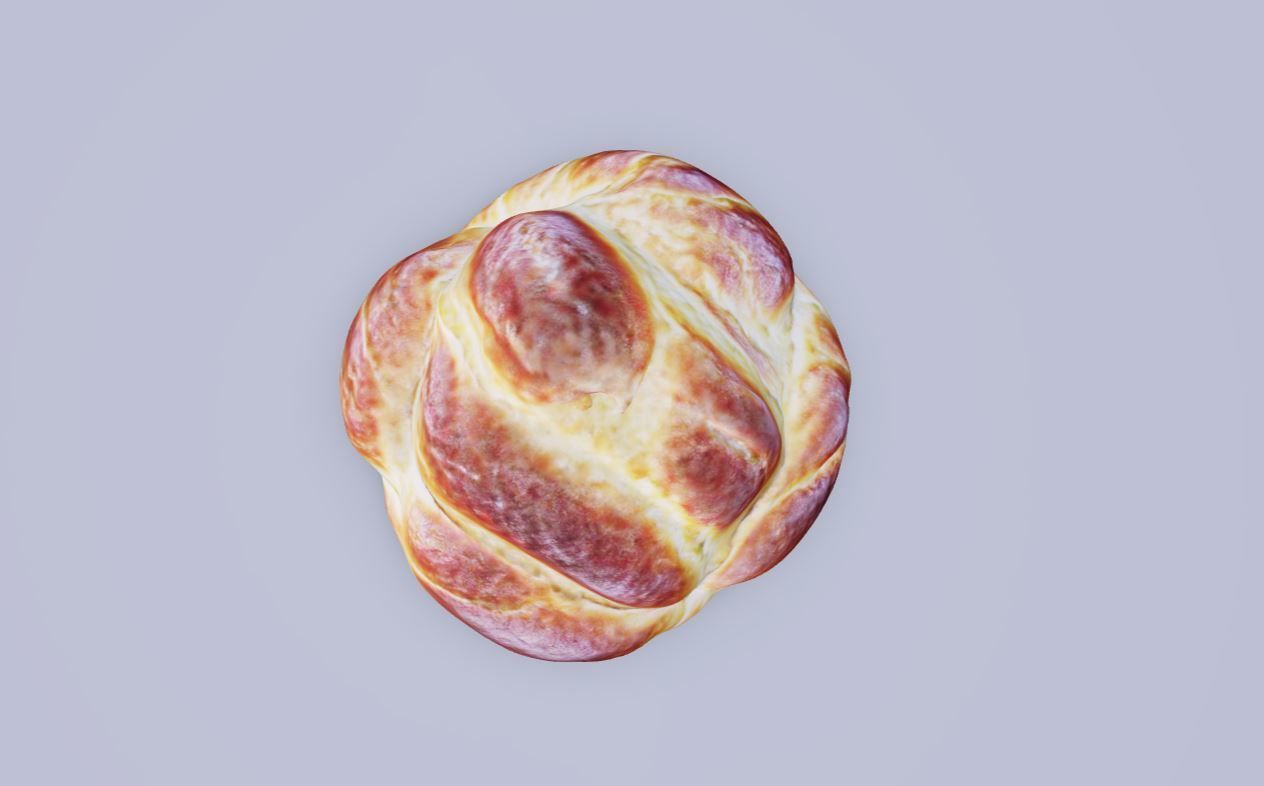 Realistic 3D Model of Freshly Baked Challah Bread Roll Low-poly 3D model_4