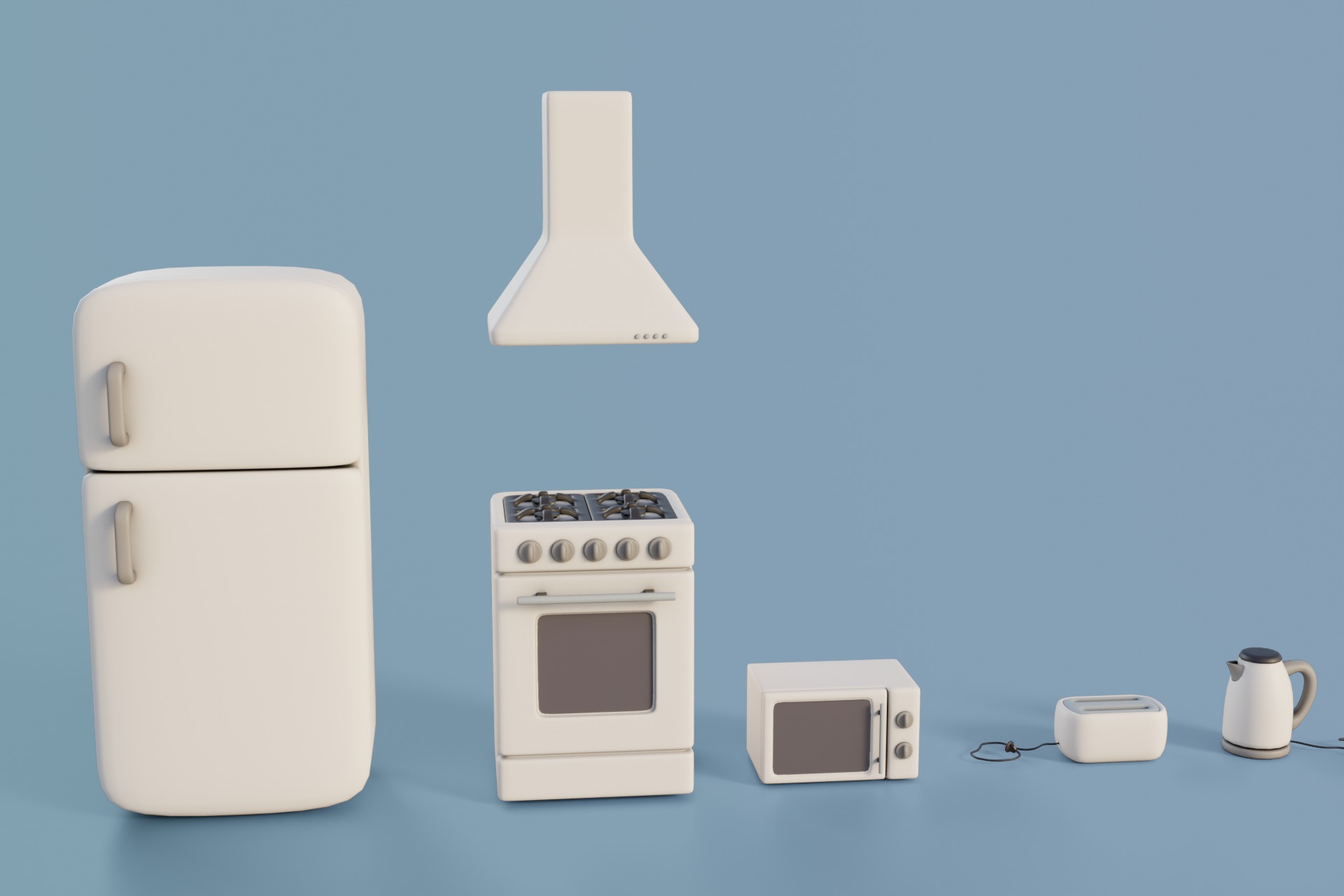 Cartoon Style Kitchen Appliances 3D model_2