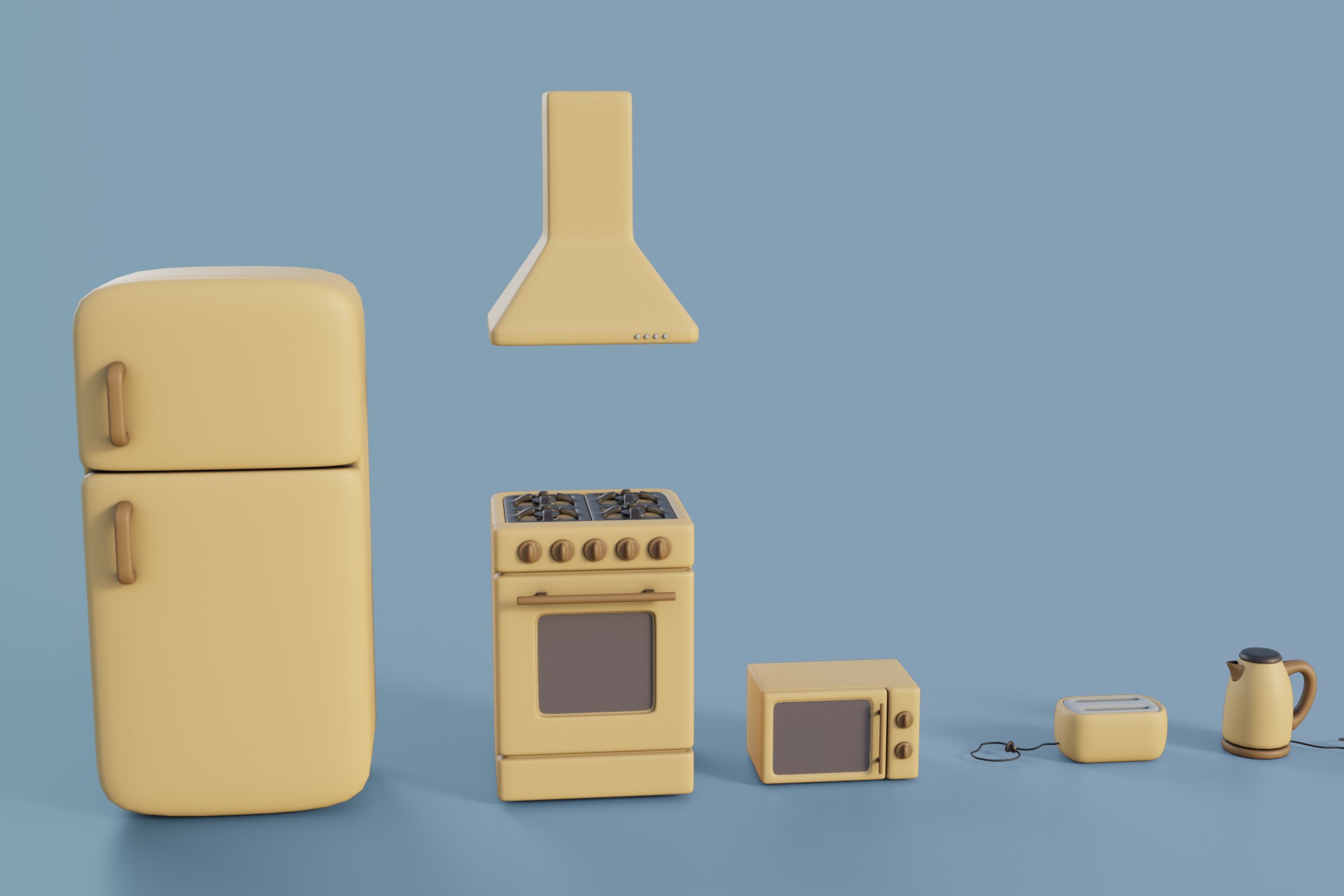 Cartoon Style Kitchen Appliances 3D model_4
