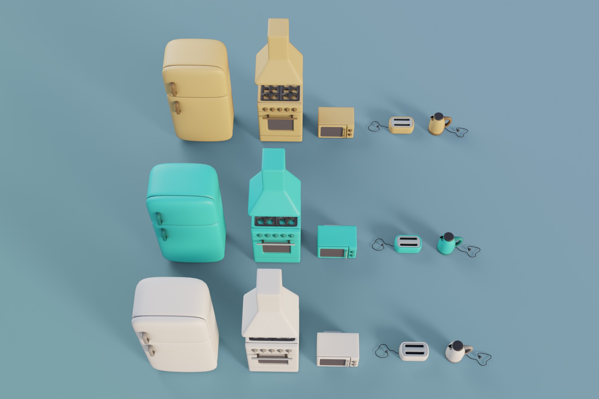 Cartoon Style Kitchen Appliances 3D model_1