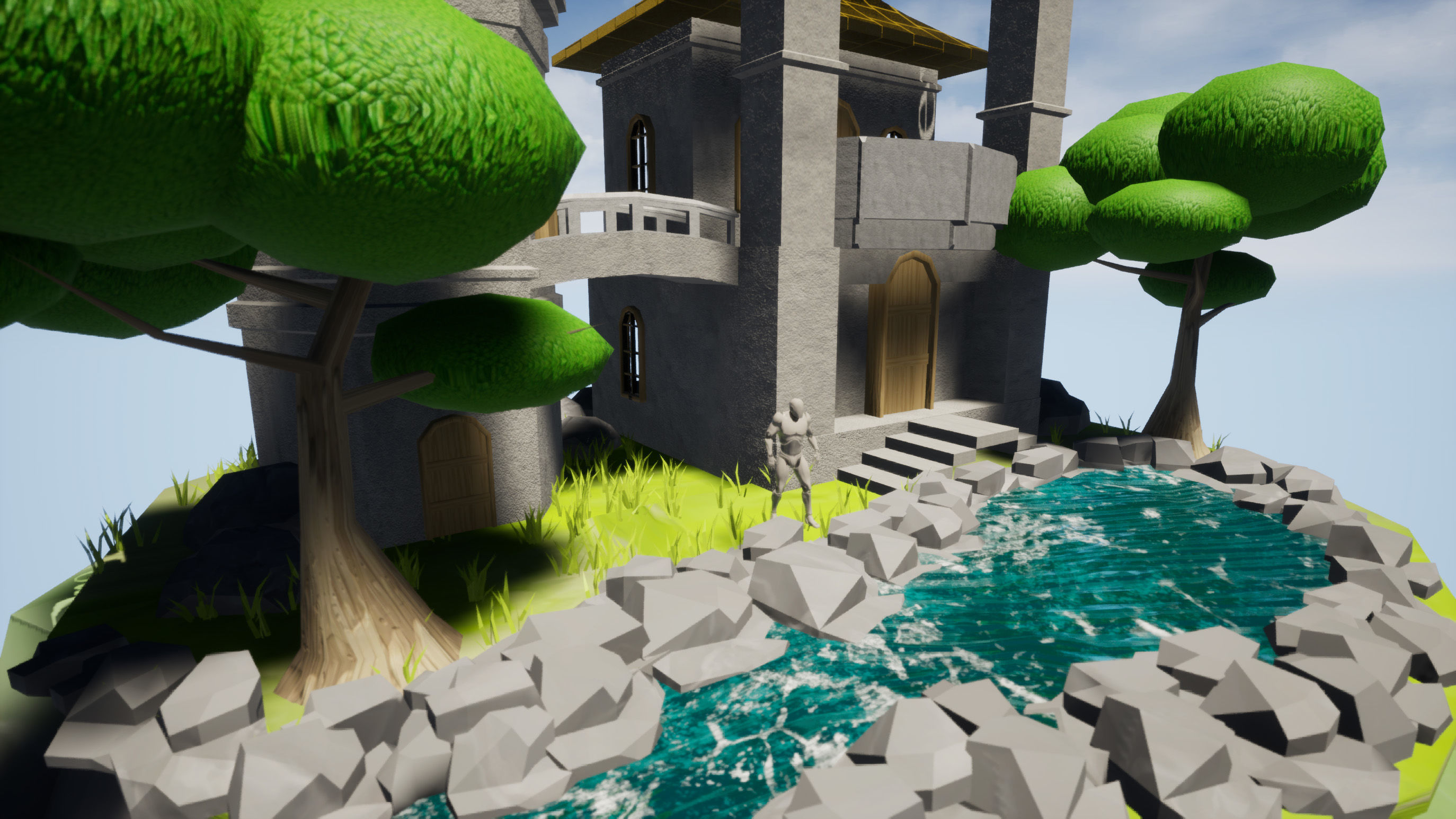 Stylized Celestial Castle Island Low-poly 3D model_3