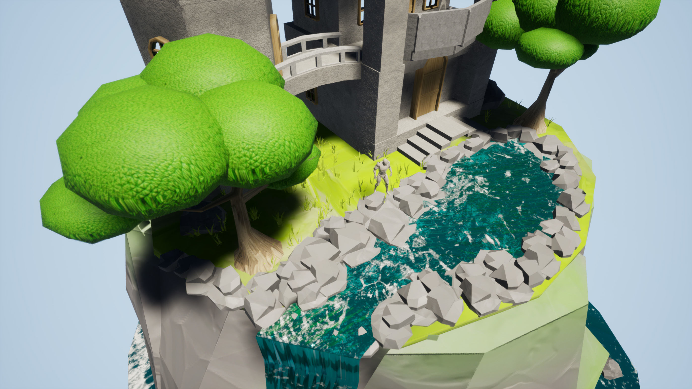 Stylized Celestial Castle Island Low-poly 3D model_4