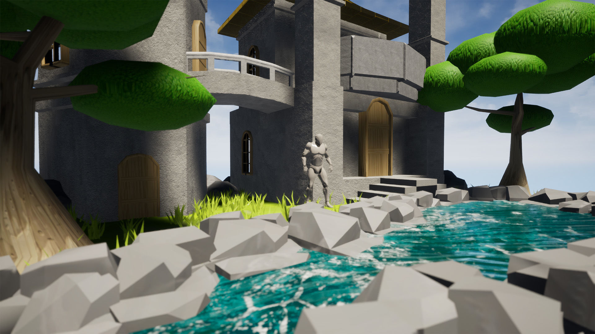 Stylized Celestial Castle Island Low-poly 3D model_5