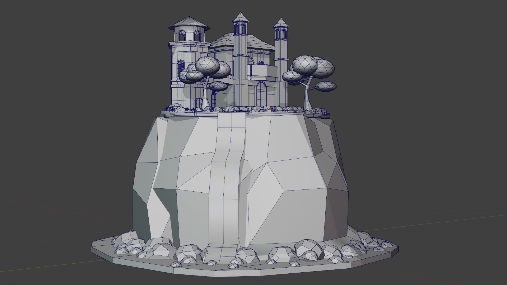 Stylized Celestial Castle Island Low-poly 3D model_6