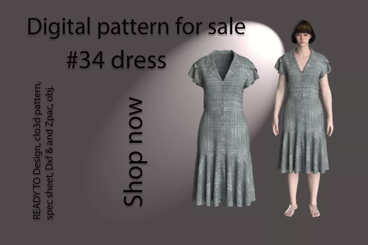 34 dress pattern for women 3D print model