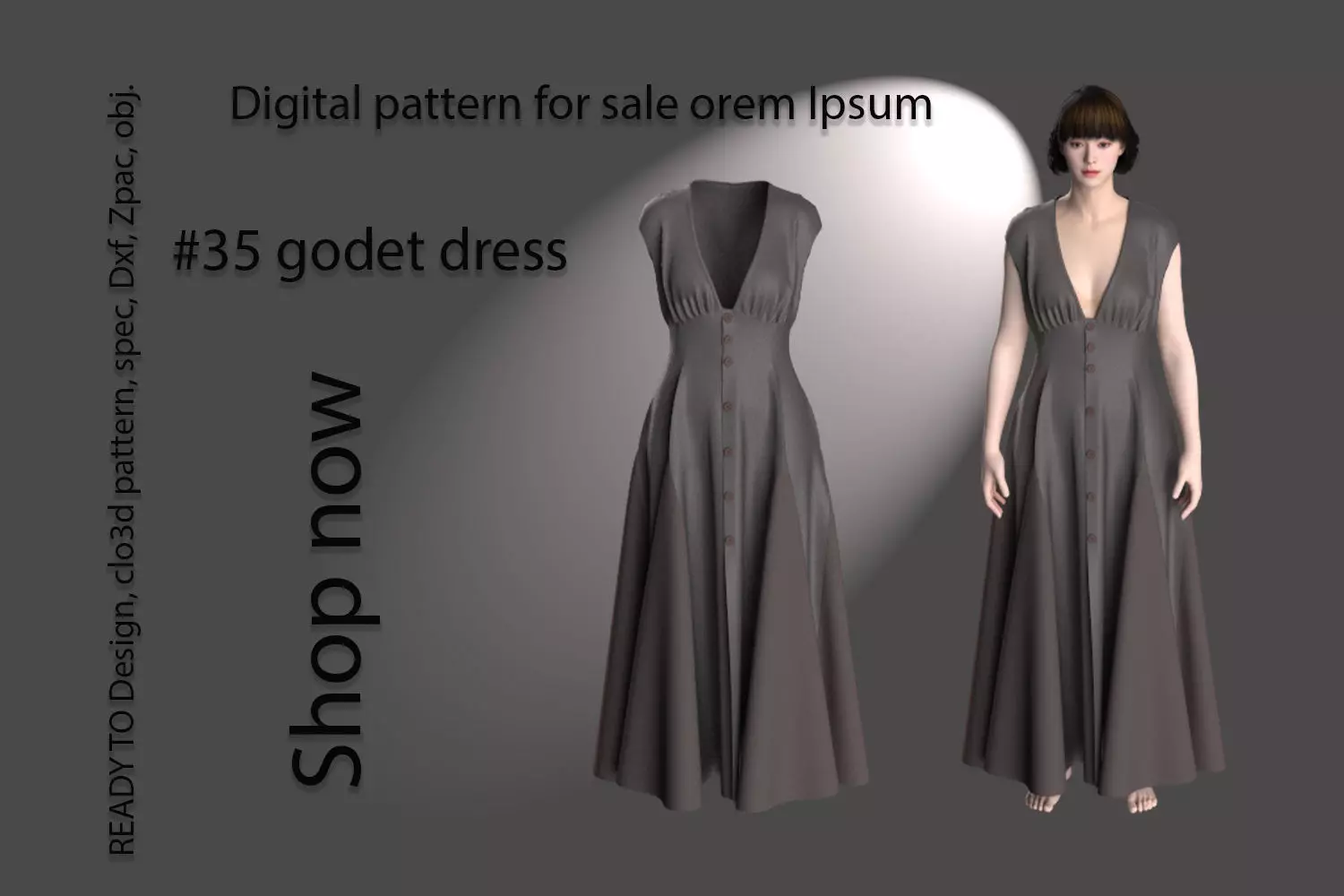 35 godet dress pattern 3D print model_0
