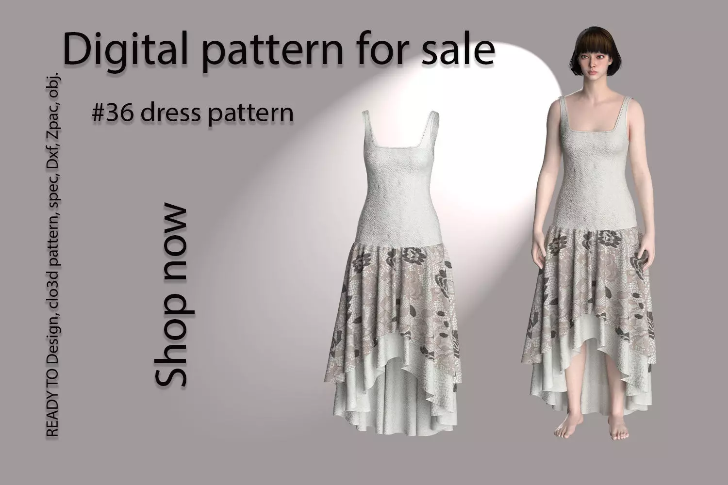 36 dress pattern for women 3D print model