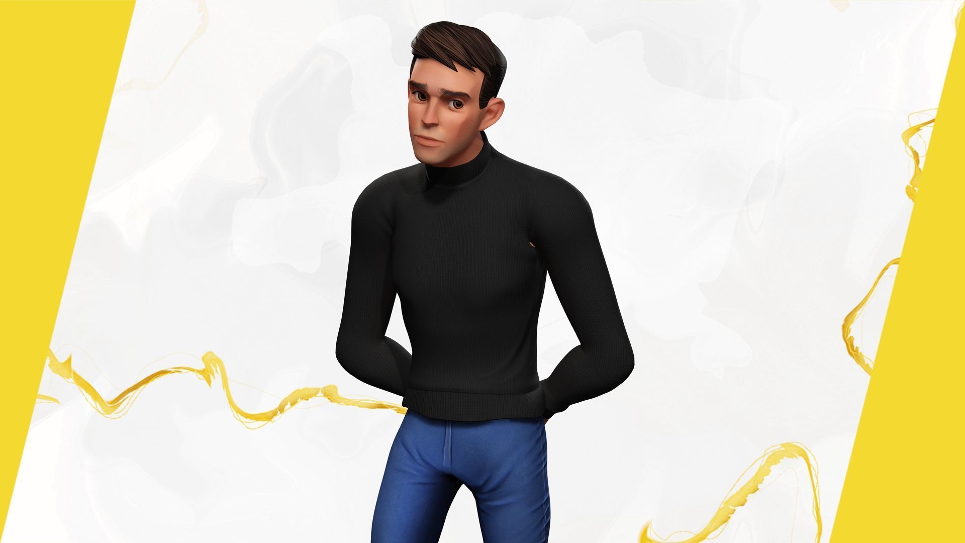 Stylized Young Male 3D Character for Animation Low-poly 3D model_5