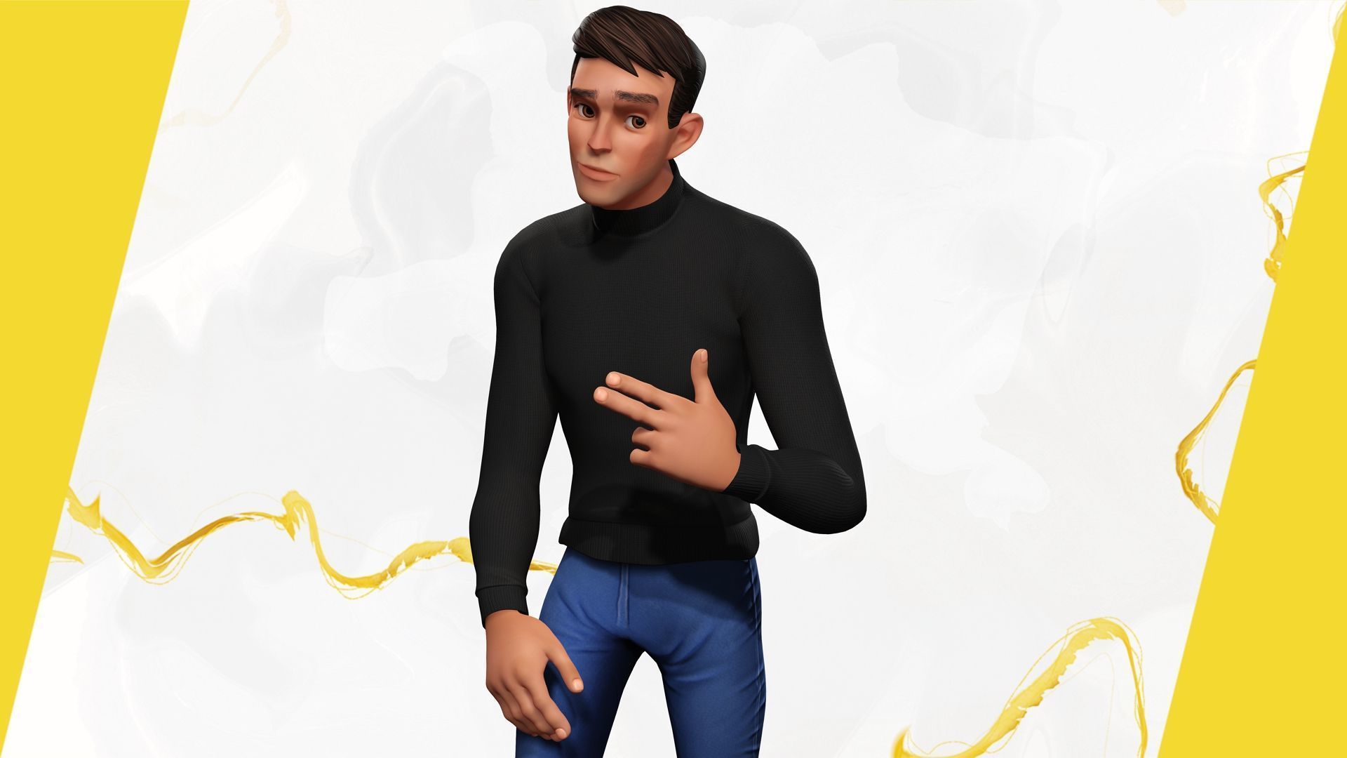 Stylized Young Male 3D Character for Animation Low-poly 3D model_8