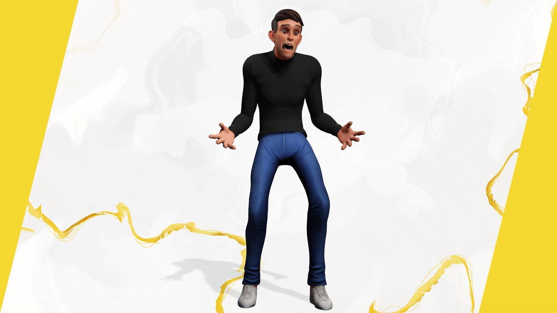 Stylized Young Male 3D Character for Animation Low-poly 3D model_14