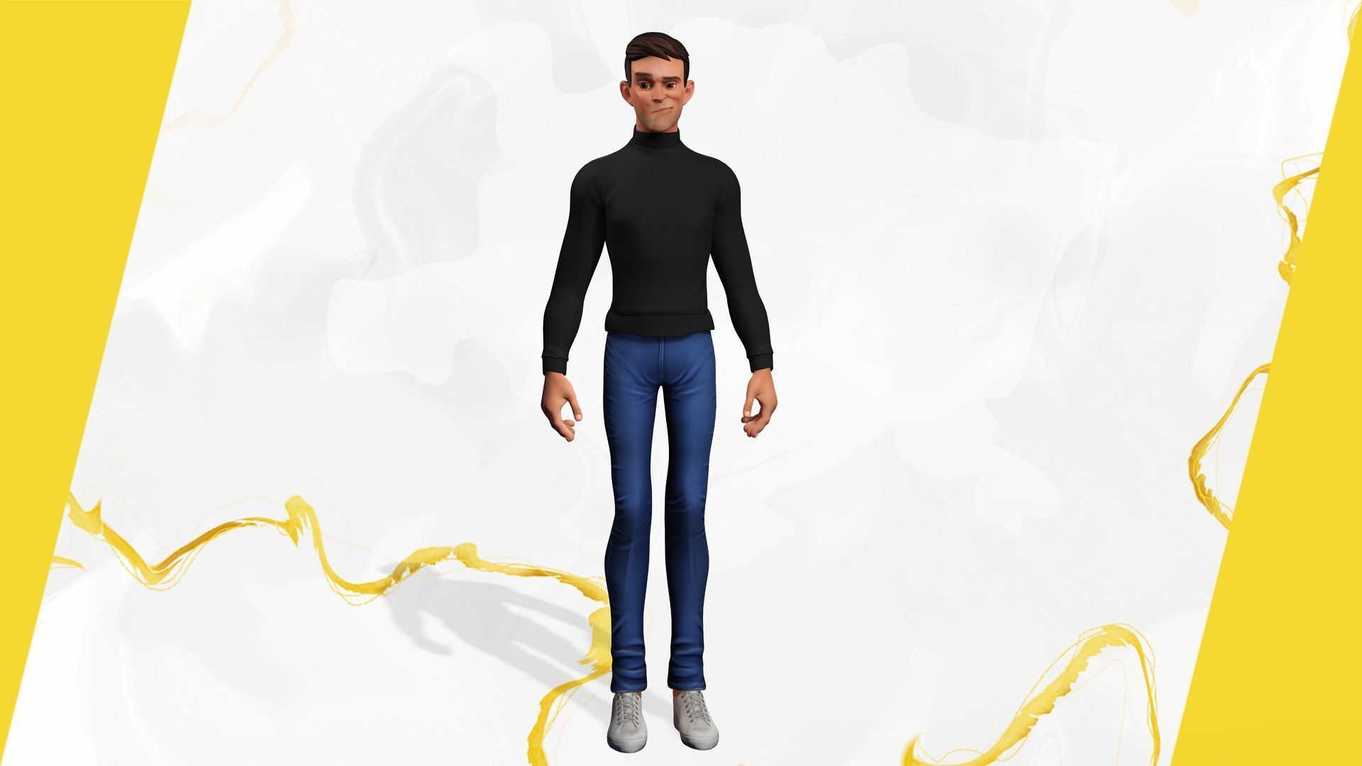 Stylized Young Male 3D Character for Animation Low-poly 3D model_11