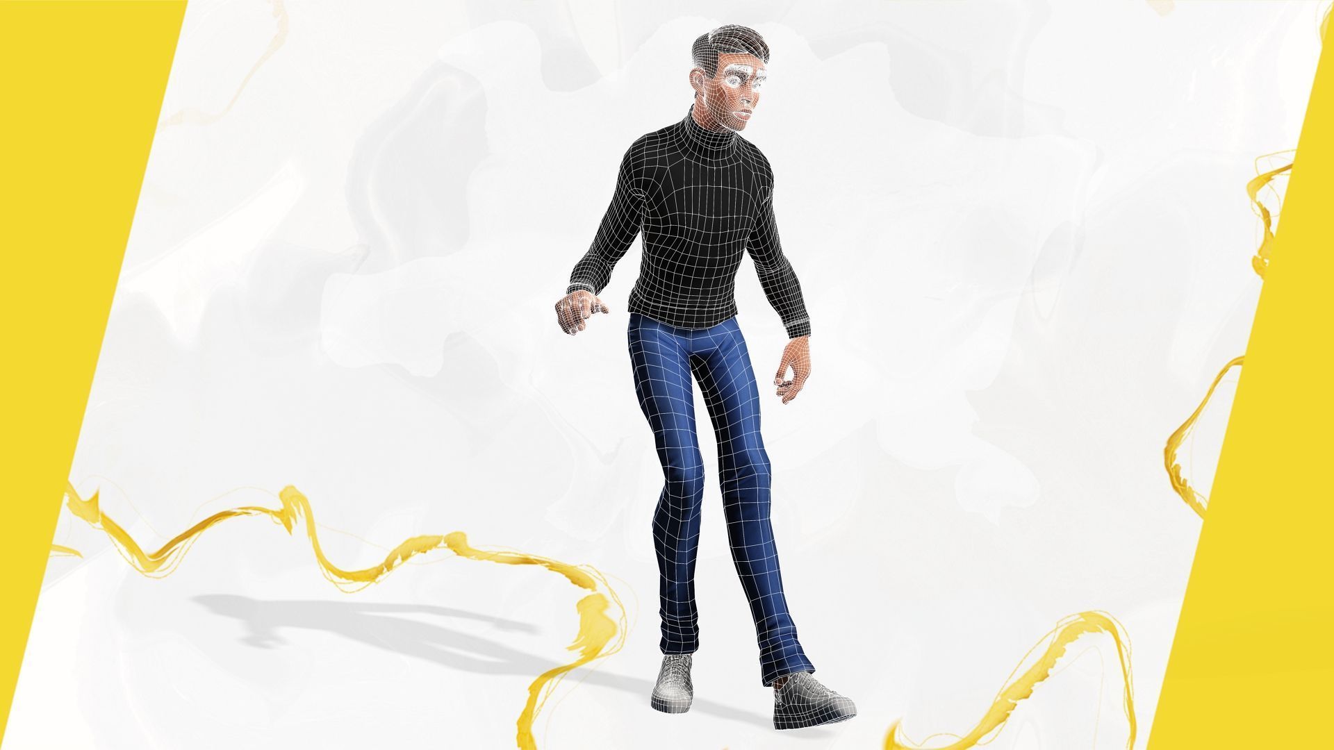 Stylized Young Male 3D Character for Animation Low-poly 3D model_12