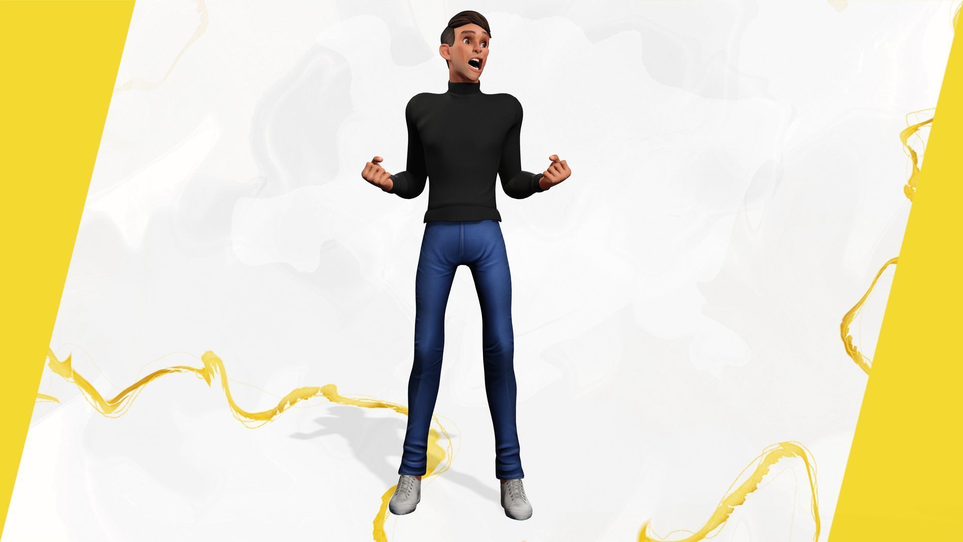 Stylized Young Male 3D Character for Animation Low-poly 3D model_13