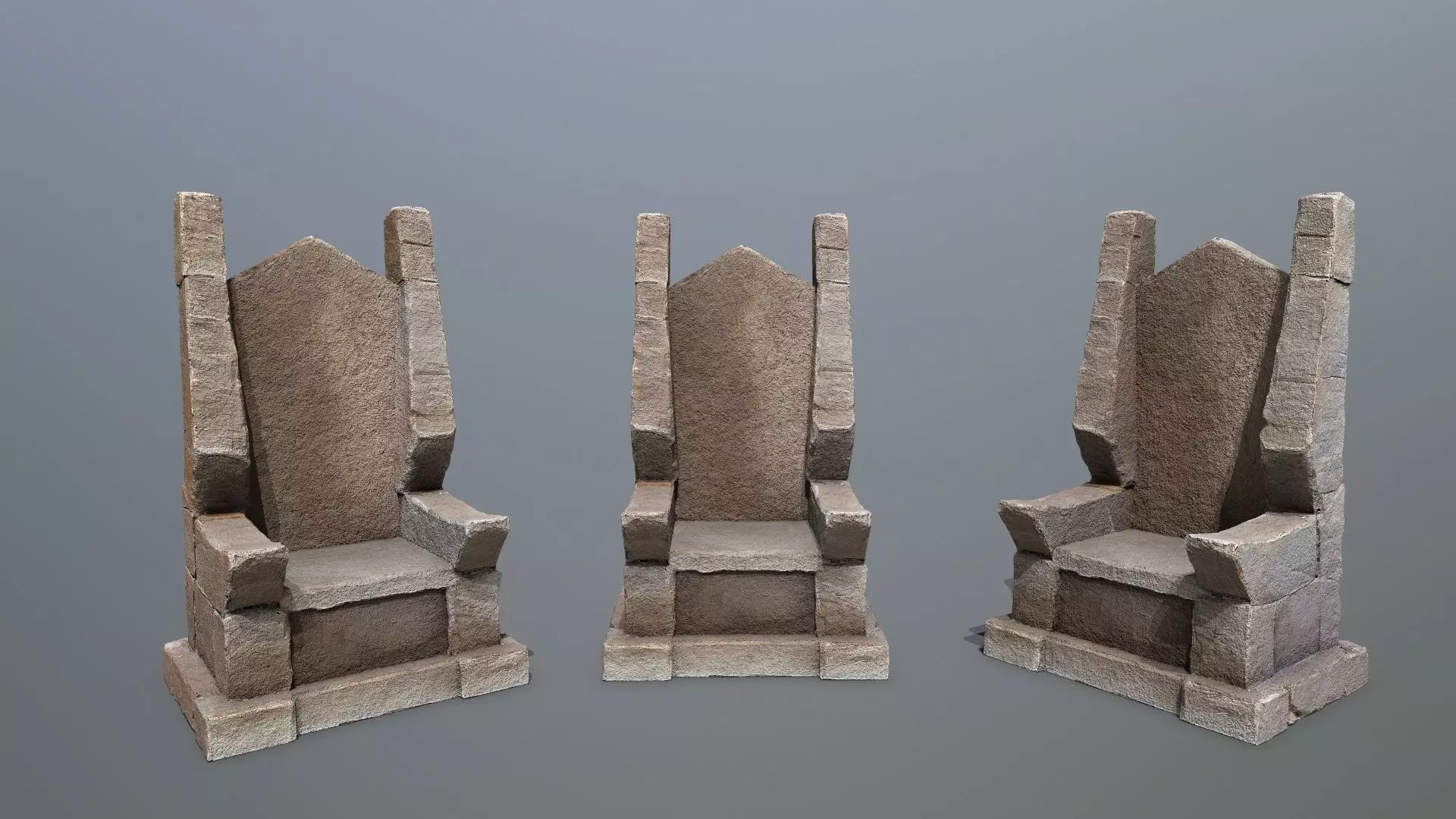 Stone Throne Low-poly 3D model_0