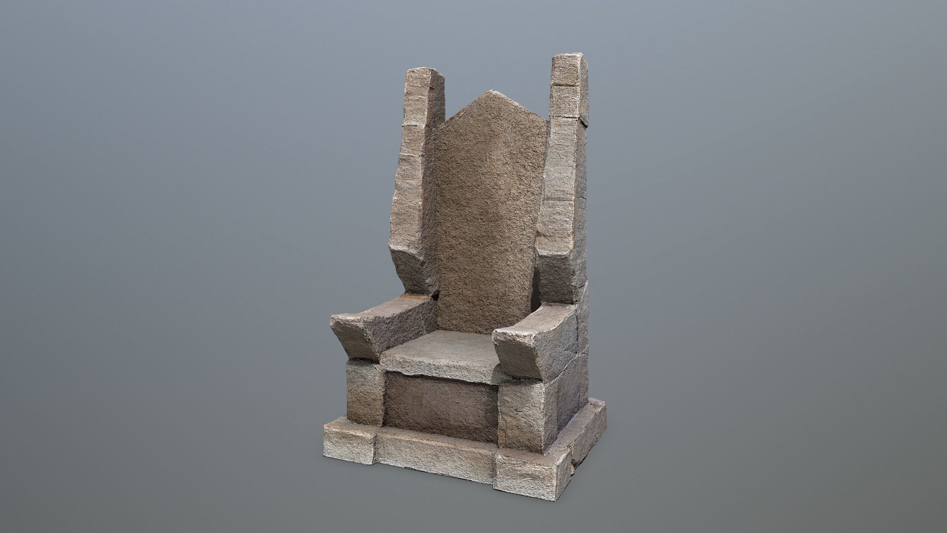Stone Throne Low-poly 3D model_2