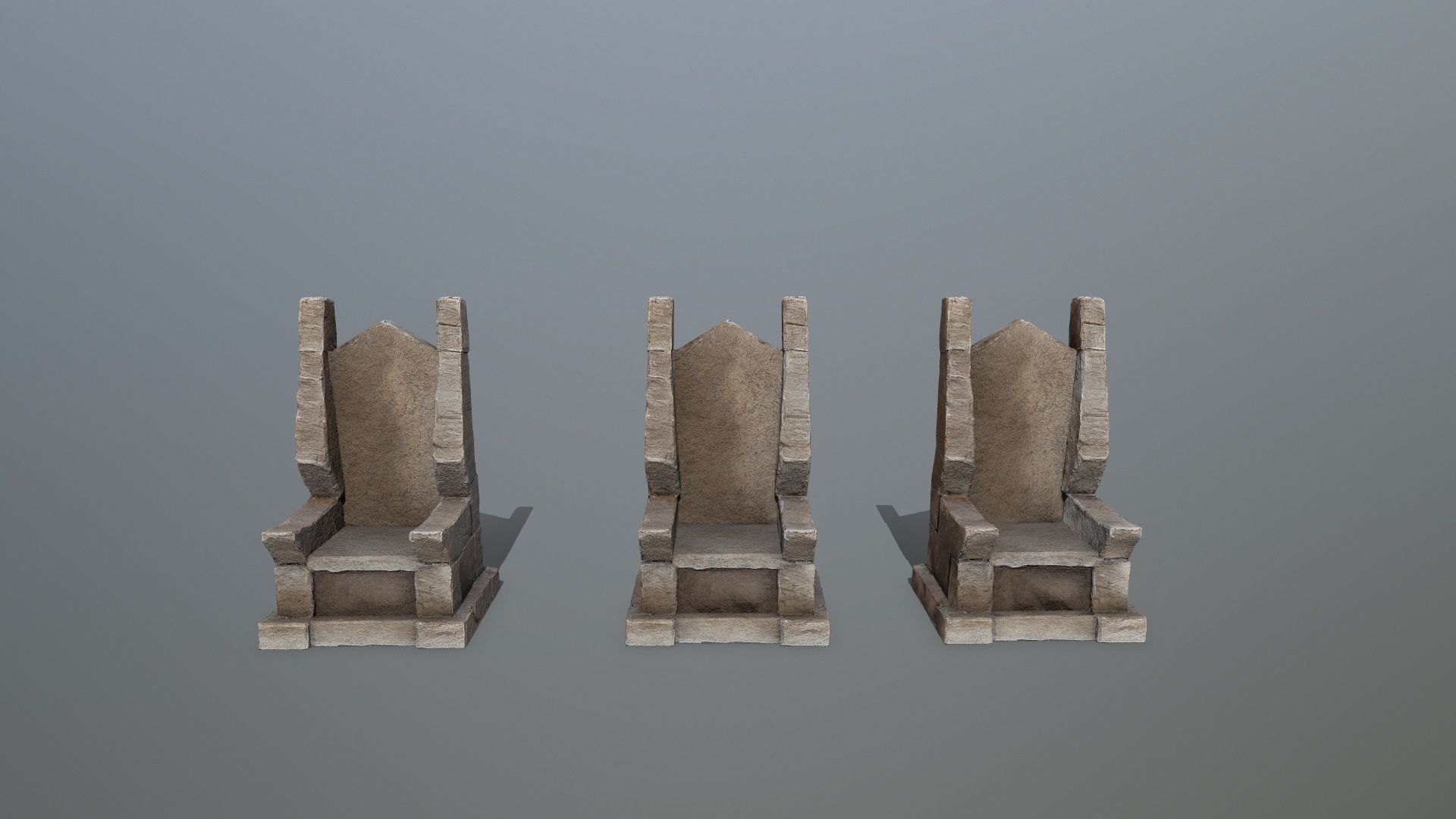 Stone Throne Low-poly 3D model_10