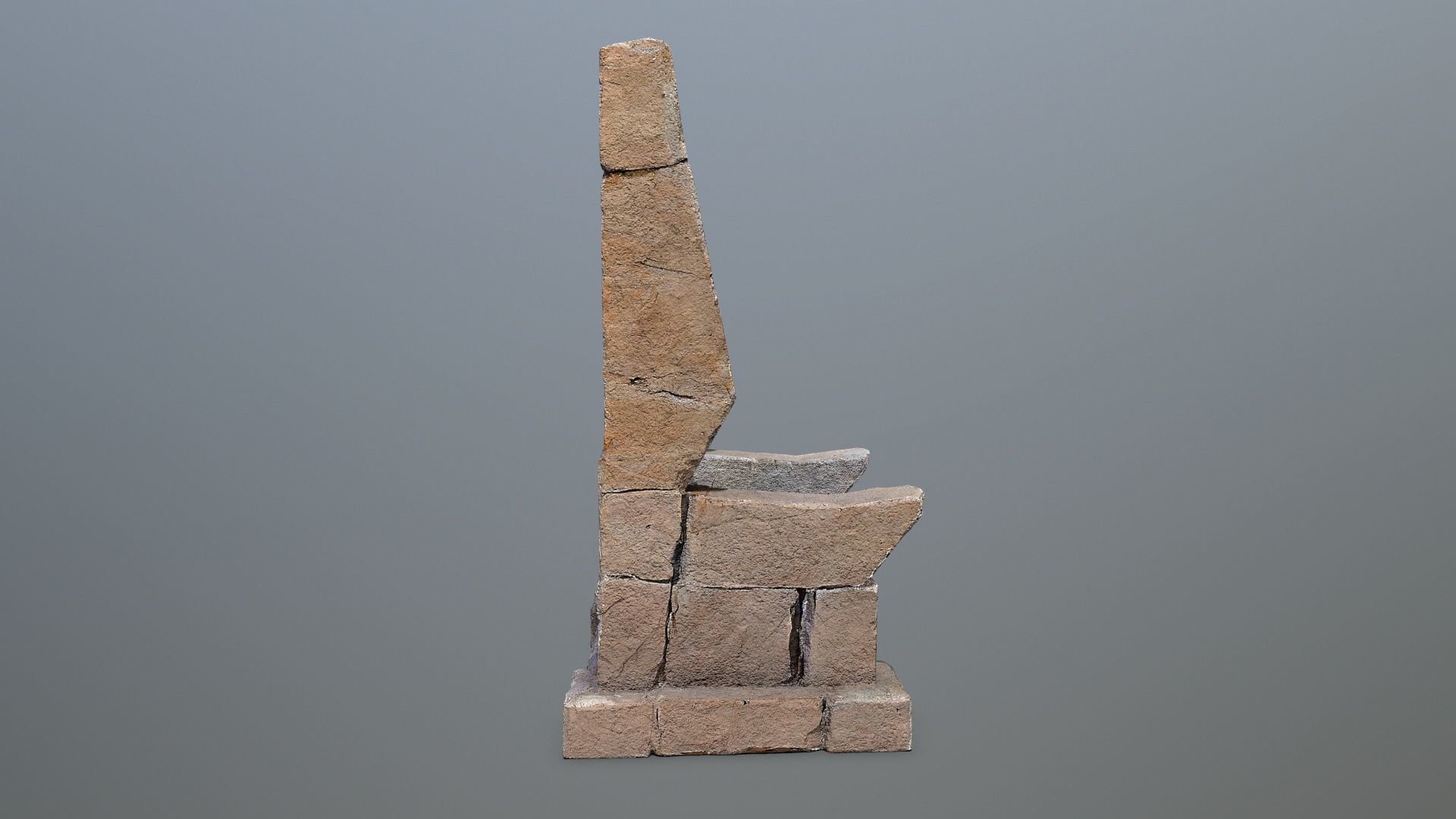 Stone Throne Low-poly 3D model_7