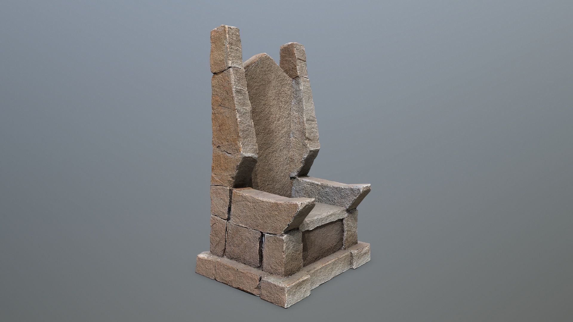 Stone Throne Low-poly 3D model_8