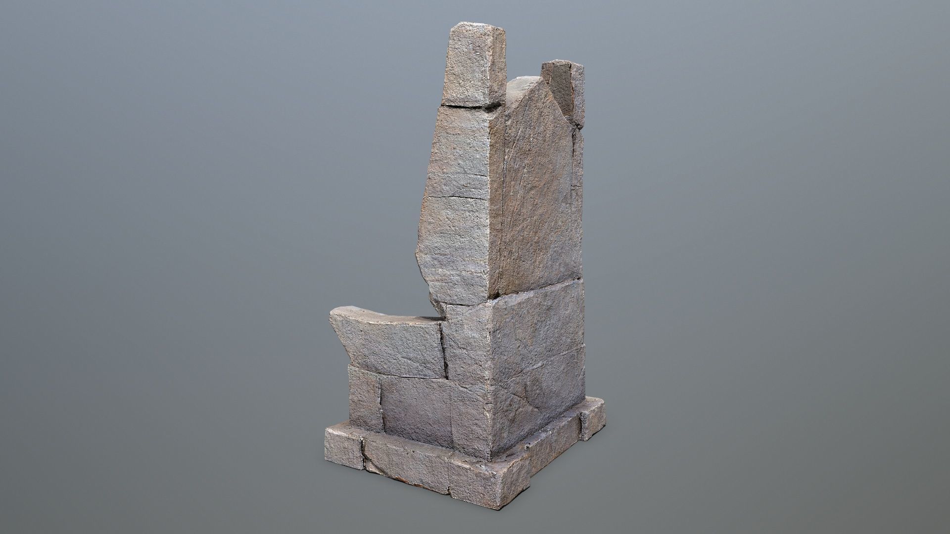 Stone Throne Low-poly 3D model_4