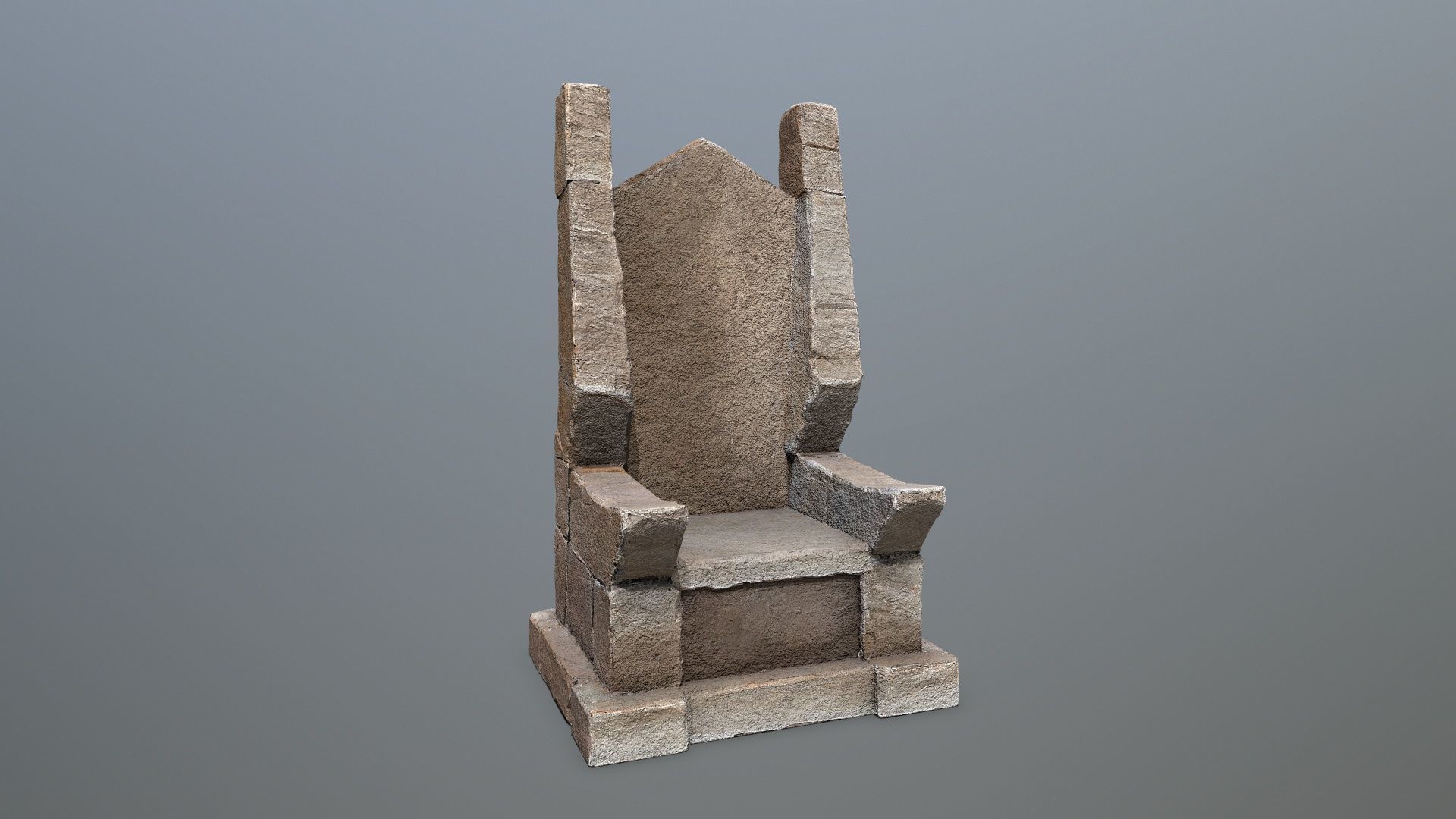 Stone Throne Low-poly 3D model_1