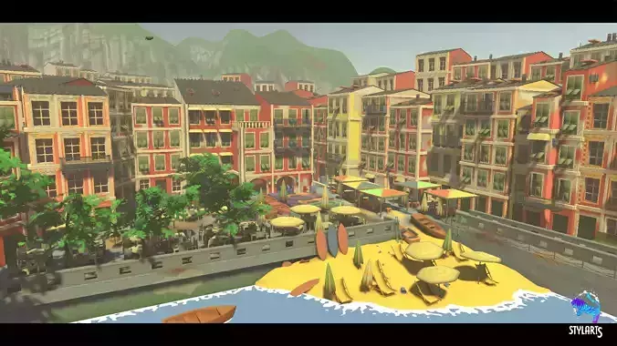 Stylized Tuscany Seaside City