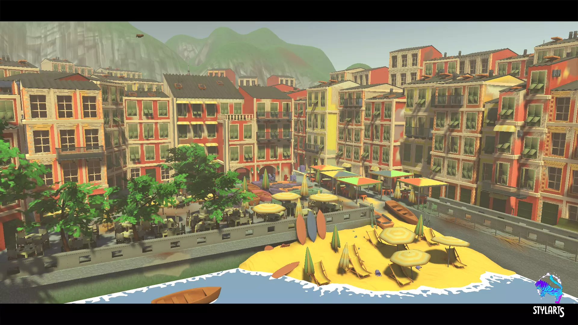 Stylized Tuscany Seaside City Low-poly 3D model