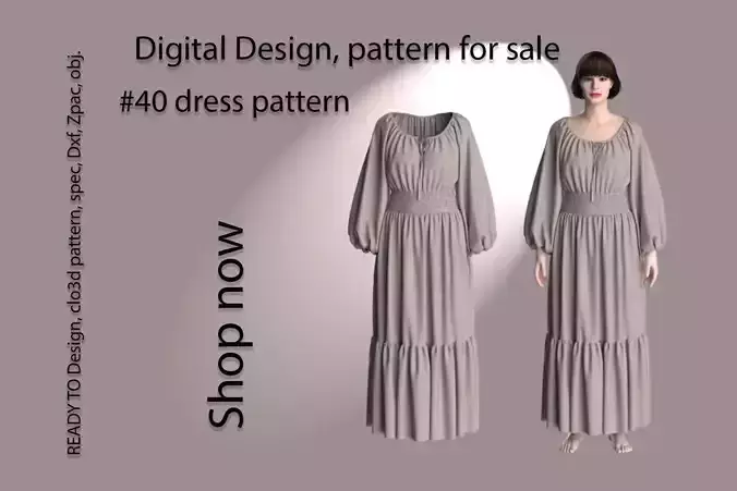 40 dress pattern for women 3D print model 40 dress pattern for women 3D print model