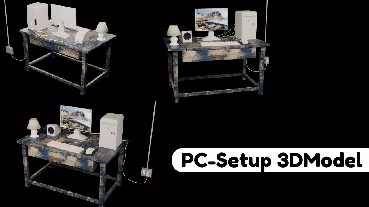 pc-setup 3D-model Low-poly 3D model_0
