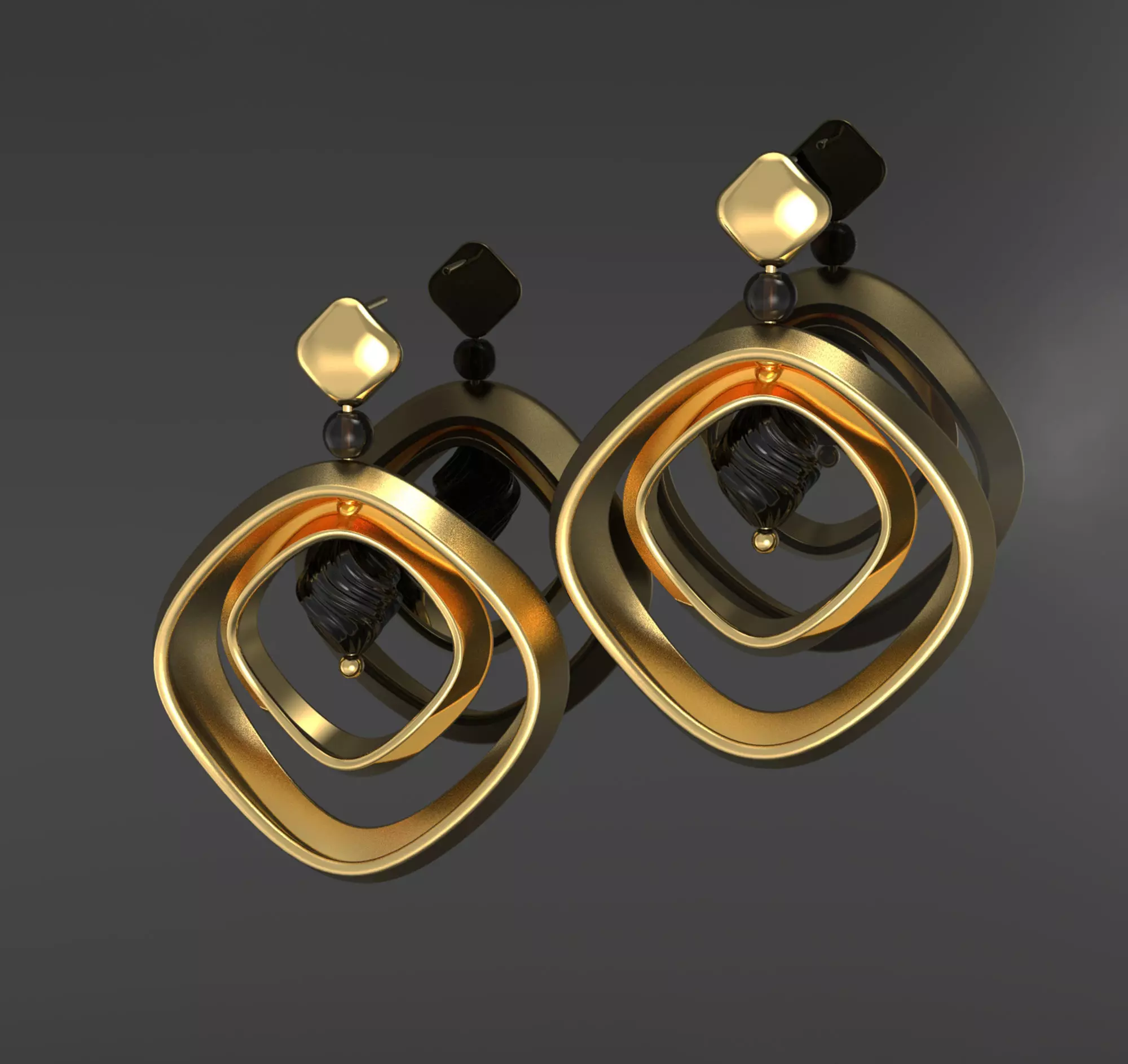 Earrings double frame Free 3D model