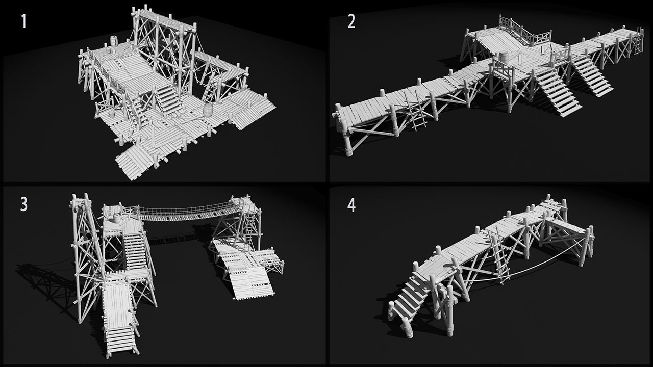Medieval wooden structures 3D model_1