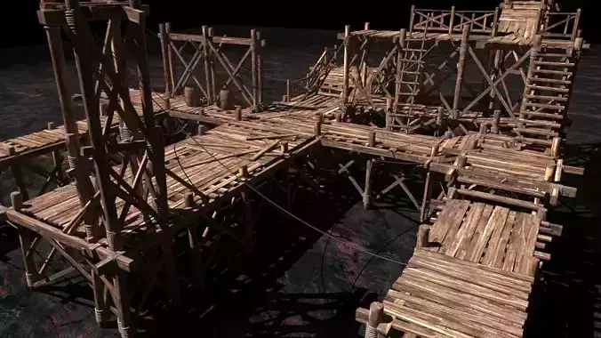 Medieval wooden structures 3D model