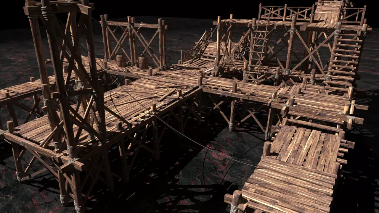 Medieval wooden structures 3D model_0