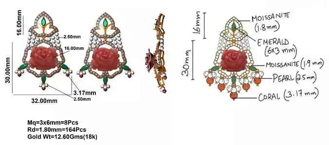 3D DESIGNE CAD FILE EARRINGS 3D print model