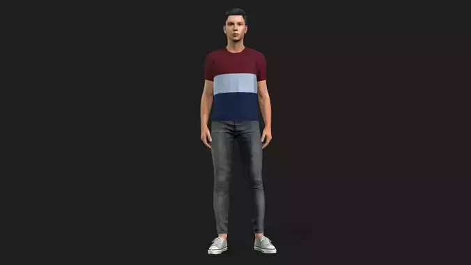Fully Rigged Male 3D Model Animation and Game-Ready