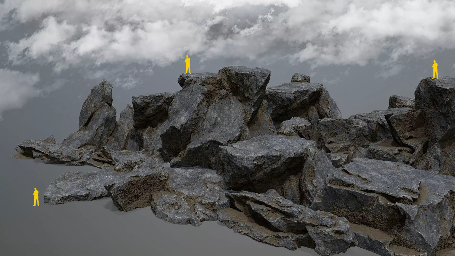 cliff rocks Low-poly 3D model_0