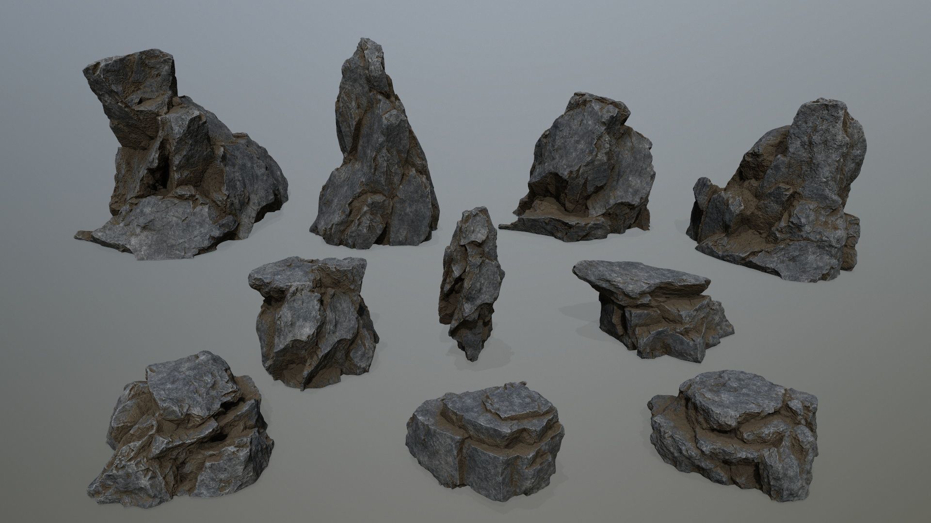 cliff rocks Low-poly 3D model_2