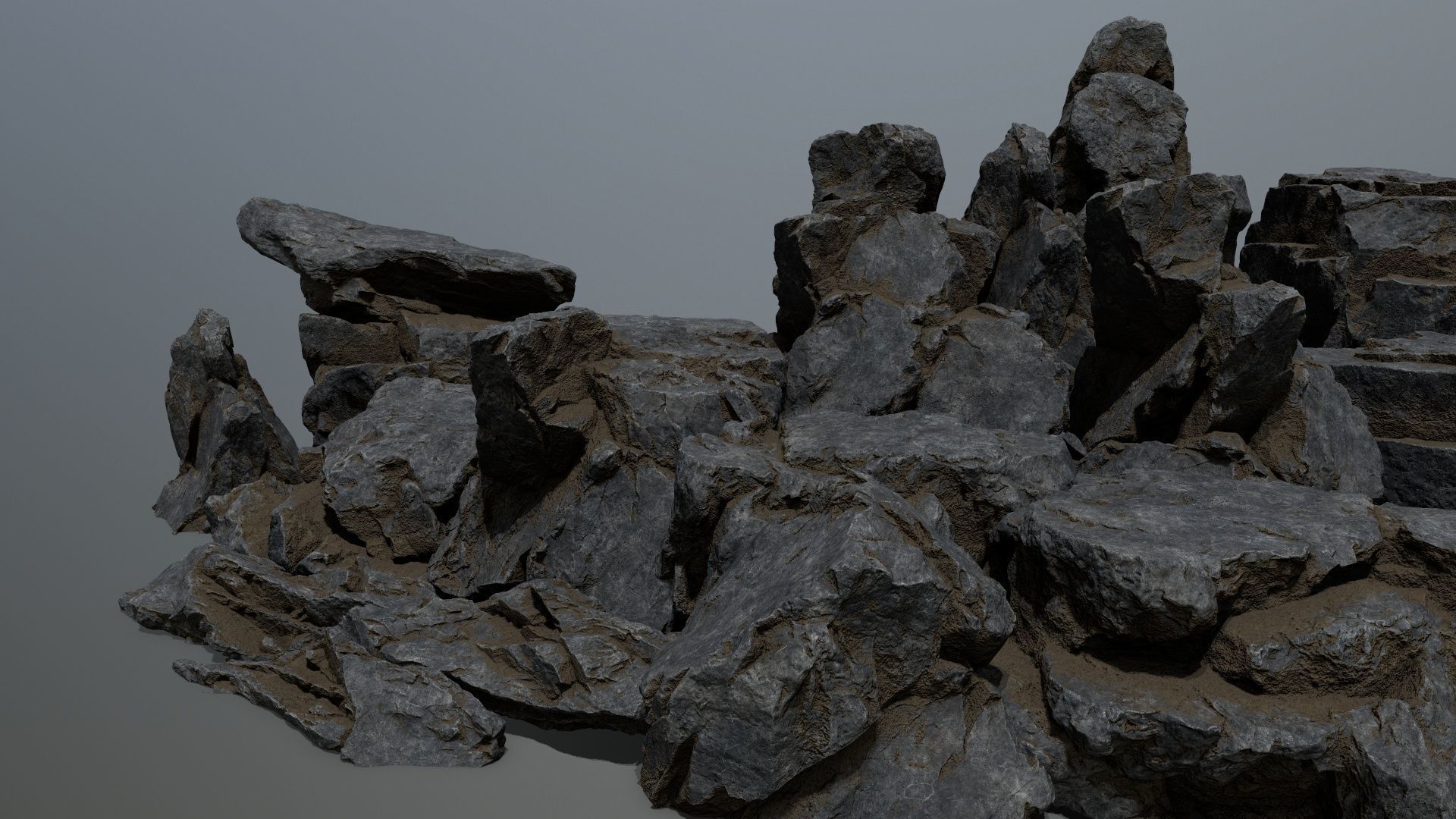 cliff rocks Low-poly 3D model_1
