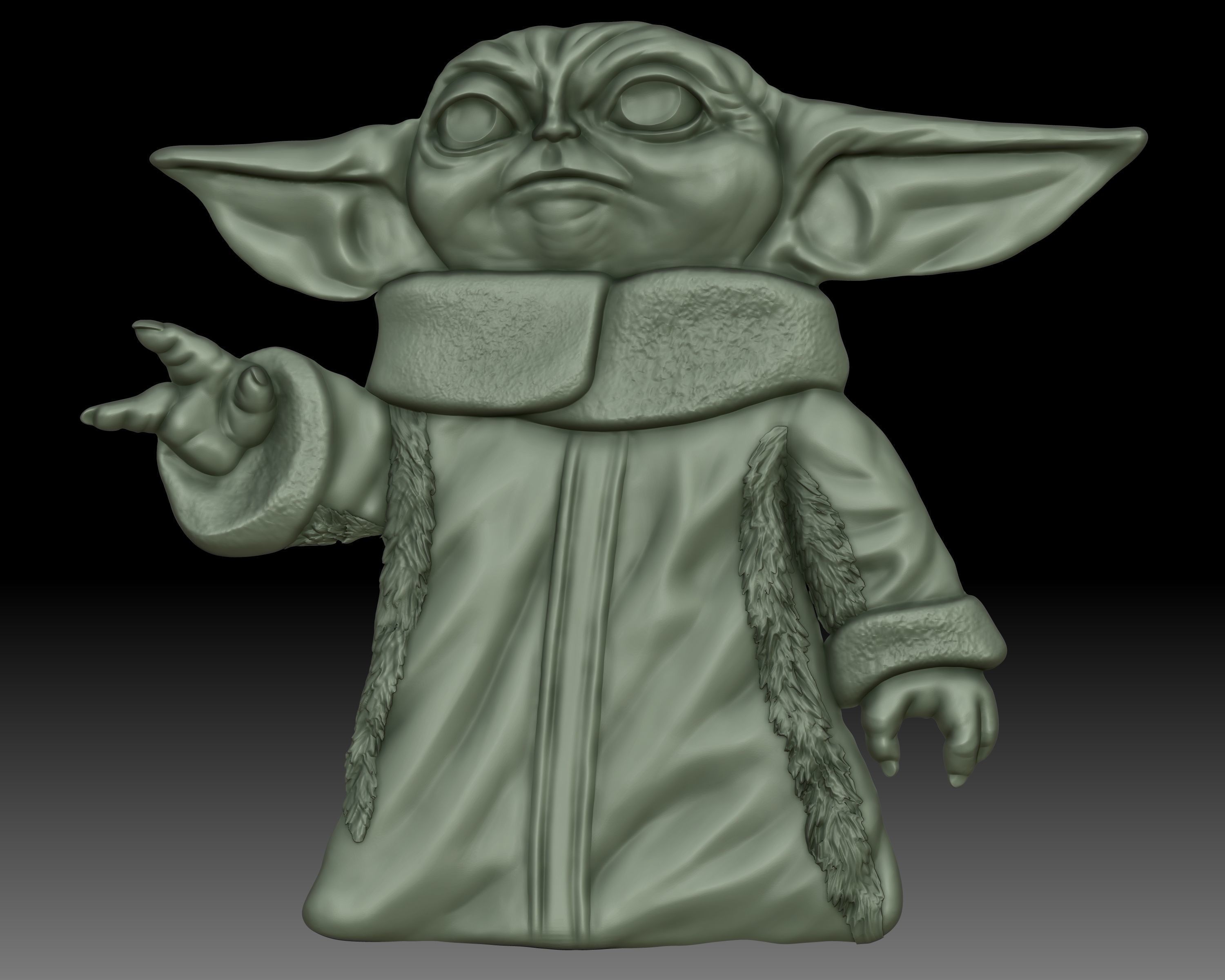 Baby Yoda Din Grogu bas-relief 3D print model_6