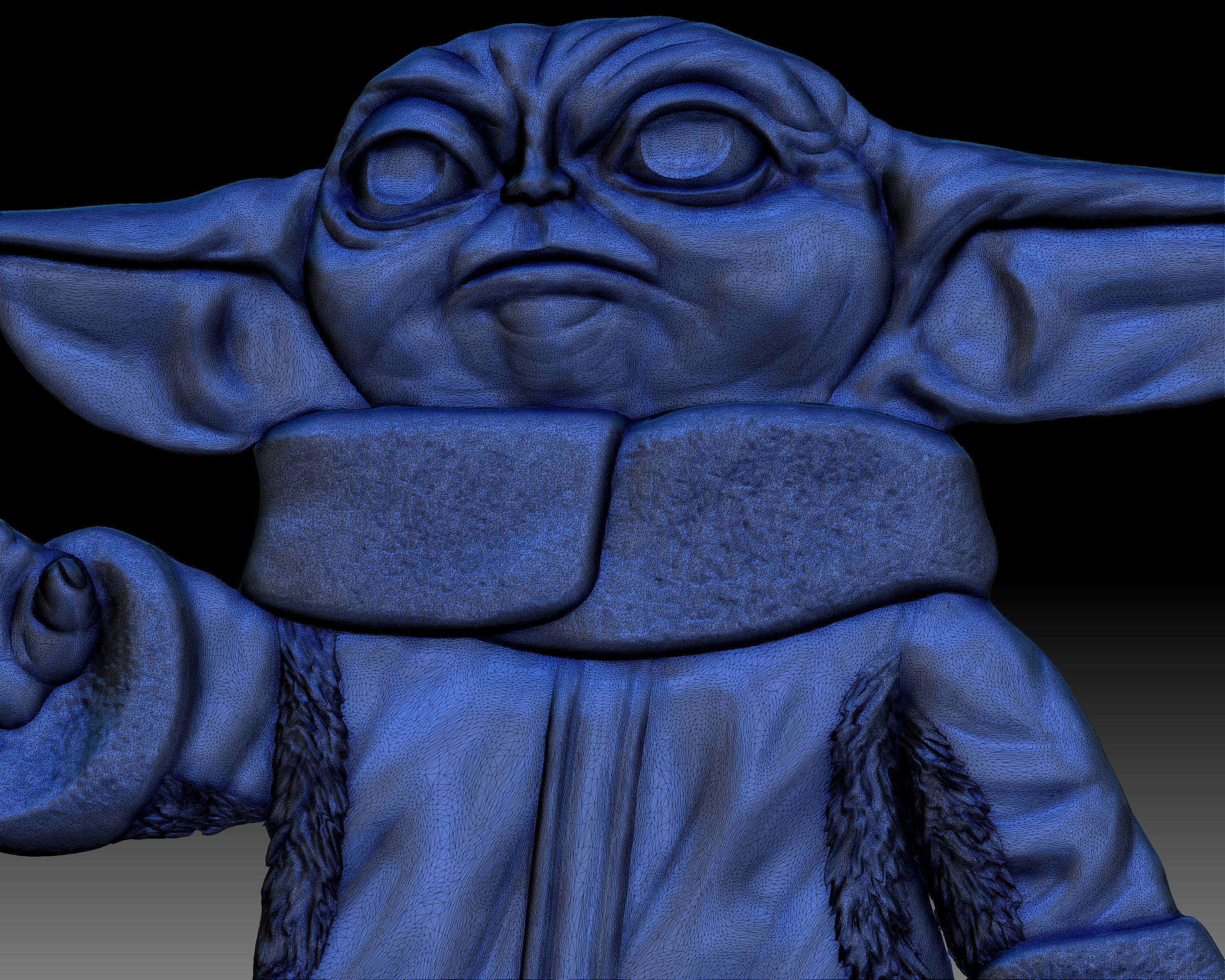 Baby Yoda Din Grogu bas-relief 3D print model_8