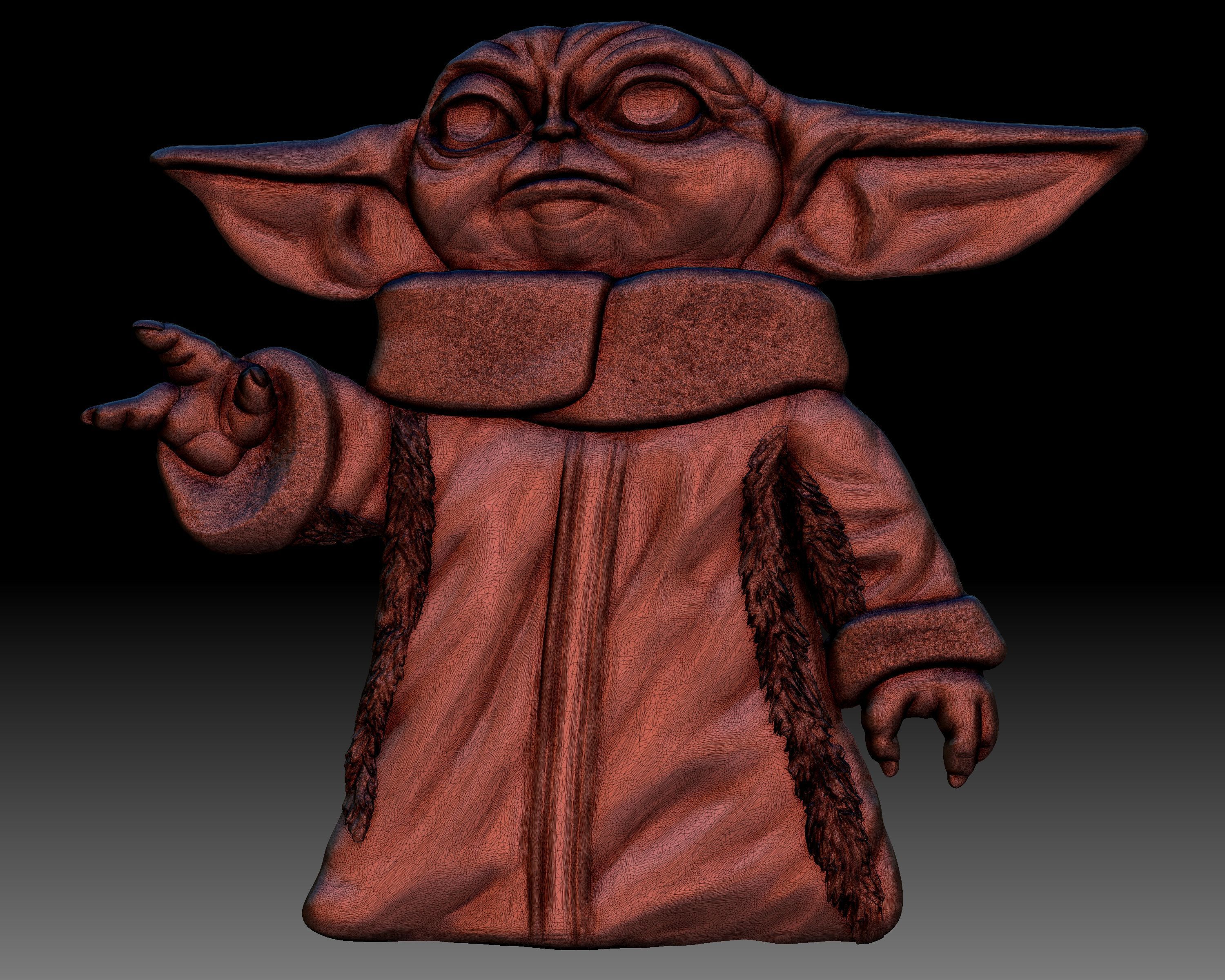 Baby Yoda Din Grogu bas-relief 3D print model_7
