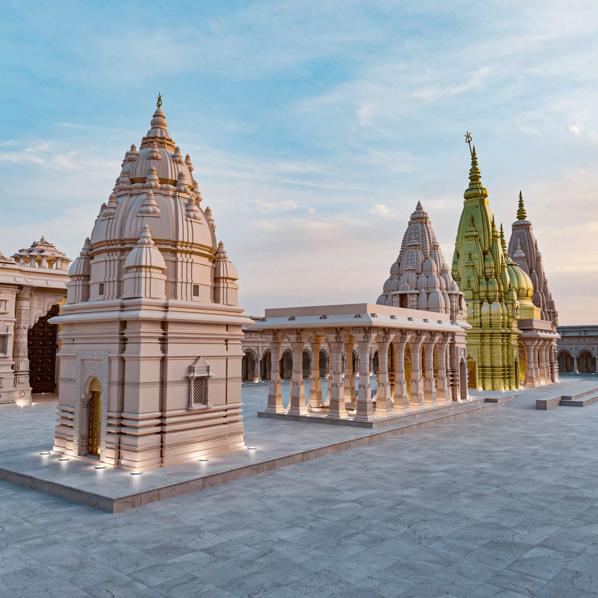 Kashi Vishwanath Temple Complex Low-poly 3D model