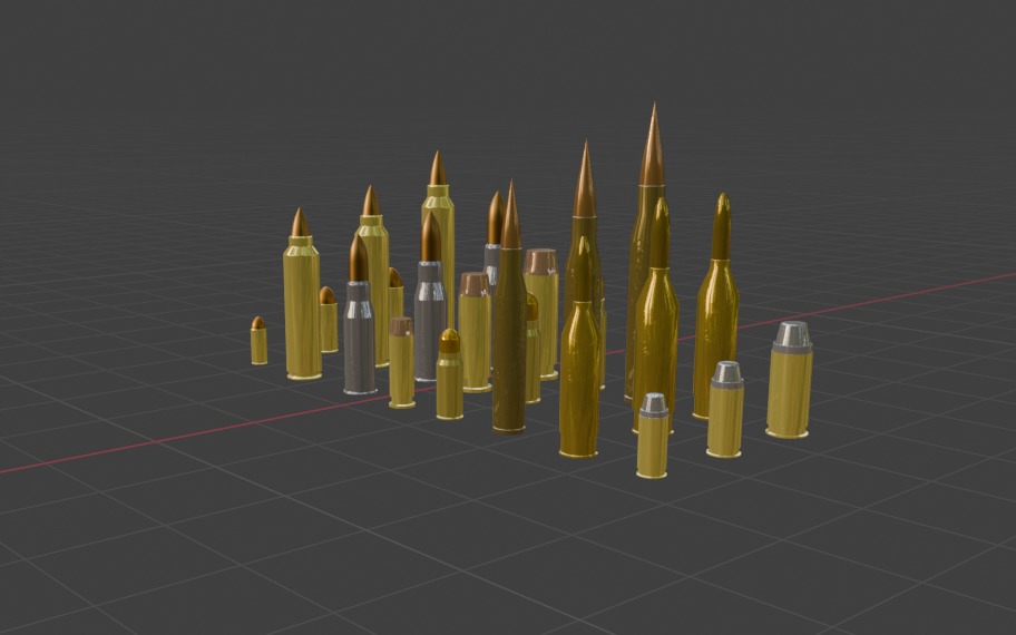 24 Bullets Low-poly 3D model_9
