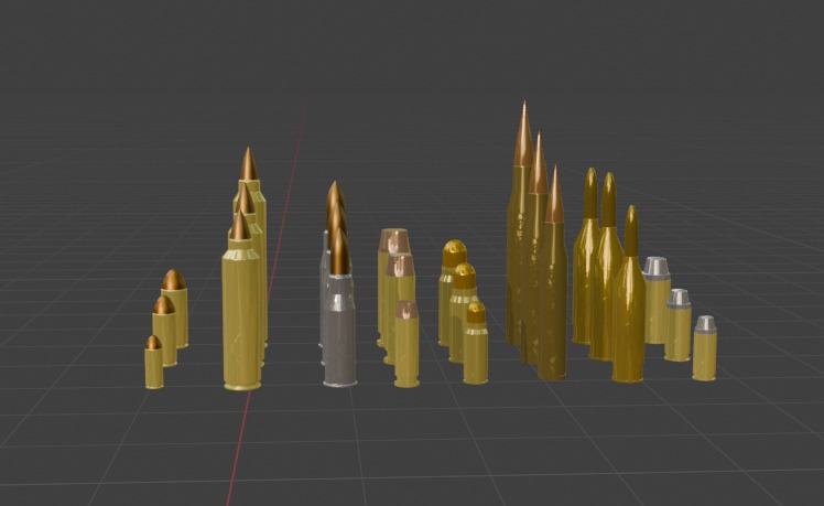 24 Bullets Low-poly 3D model_5