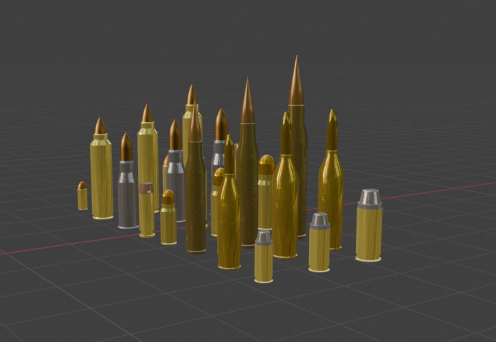 24 Bullets Low-poly 3D model_10
